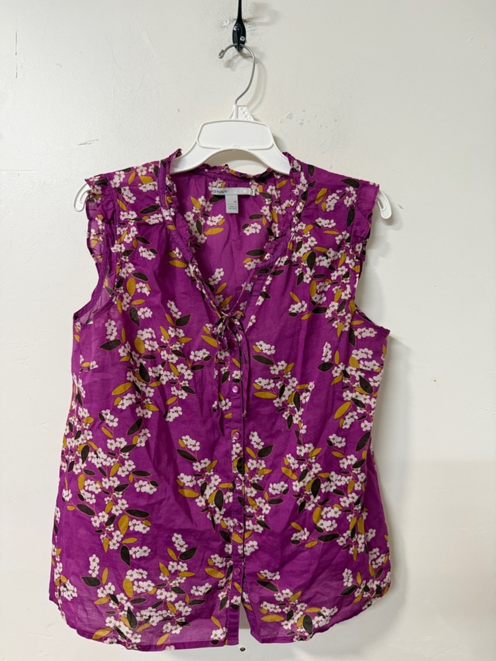 Old Navy Purple Floral Ruffle-Trim Sleeveless Top 2009